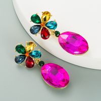 Fashion Alloy Glass Diamond Flower Earrings main image 3
