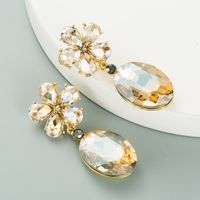 Fashion Alloy Glass Diamond Flower Earrings main image 4
