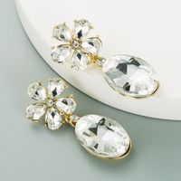 Fashion Alloy Glass Diamond Flower Earrings main image 5