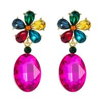 Fashion Alloy Glass Diamond Flower Earrings main image 6