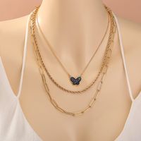 Butterfly Crystal Fashion Multi-layer Necklace main image 5