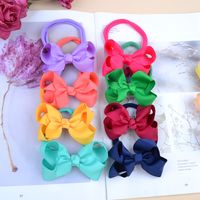 Children's Bow Headband Solid Color Curled Flower Elastic Hairband Wholesale main image 2