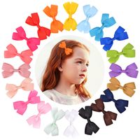 Children's Handmade Ribbed Bow Solid Color Baby Side Clip Set sku image 1