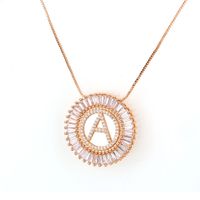 New Copper Micro-inlaid 26 English Alphabet Necklace Rose Golden Nhbp149500 sku image 1