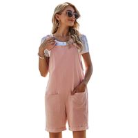 New Solid Color Straight Loose High Waist Pocket Jumpsuit main image 3