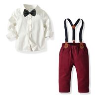 Solid Color Long-sleeved Shirt Red Trousers Four-piece Suit sku image 16