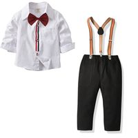 Children's Long-sleeved Shirt Black Trousers Four-piece Suit sku image 1