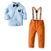 Solid Color Puppy Long-sleeved Shirt Trousers Four-piece Suit sku image 1