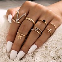 New Fashion Trendy Diamond V-shaped Ring Set sku image 1