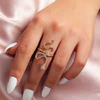 Snake-shaped Diamond Curved Adjustable Ring main image 3