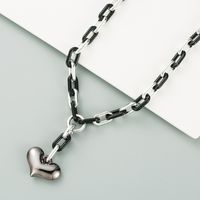 Exaggerated Punk Style Thick Chain Love Pendant Necklace main image 3