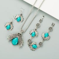 Retro Ethnic Style Seven-star Ladybug Turquoise Three-piece Suit Bracelet Earrings Necklace main image 1