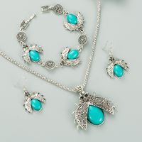 Retro Ethnic Style Seven-star Ladybug Turquoise Three-piece Suit Bracelet Earrings Necklace main image 3