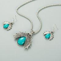 Retro Ethnic Style Seven-star Ladybug Turquoise Three-piece Suit Bracelet Earrings Necklace main image 4