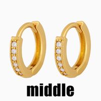 1 Pair Simple Style Geometric Round Inlaid Zircon Copper 18k Gold Plated Hoop Earrings main image 5