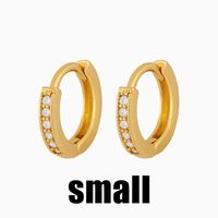 1 Pair Simple Style Geometric Round Inlaid Zircon Copper 18k Gold Plated Hoop Earrings main image 4