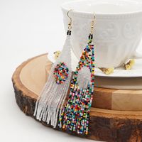 Bohemian Rice Beads Woven Tassel Earrings main image 4