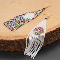 Bohemian Rice Beads Woven Tassel Earrings main image 5