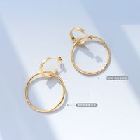 Retro Double Ring Gold Earrings main image 6