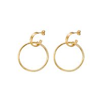 Retro Double Ring Gold Earrings main image 3
