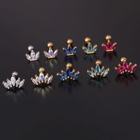 Ear Cartilage Rings & Studs Lady Crown Copper Plating Artificial Gemstones main image 6
