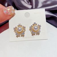 Retro Pearl 925 Silver Needle Zircon Earrings main image 1