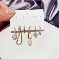 Retro Diamond Imitation Barock Perlen Ohrringe Set main image 6