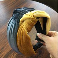 Pure Color Fabric Gold Velvet Hair Band main image 1