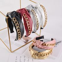 Fashion Chain Broad-sided Knotted Leather Headband main image 3