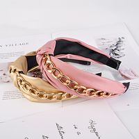 Fashion Chain Broad-sided Knotted Leather Headband main image 4