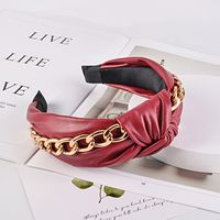 Fashion Chain Broad-sided Knotted Leather Headband main image 5