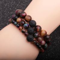 New Peacock Tiger Eye Stone Volcanic Stone Beaded Bracelet main image 1