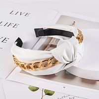 Fashion Chain Broad-sided Knotted Leather Headband sku image 6