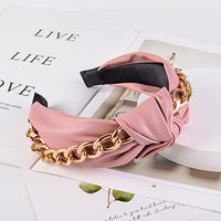 Fashion Chain Broad-sided Knotted Leather Headband sku image 3