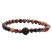 New Peacock Tiger Eye Stone Volcanic Stone Beaded Bracelet sku image 1