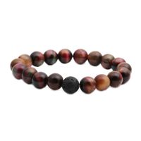 New Peacock Tiger Eye Stone Volcanic Stone Beaded Bracelet sku image 3