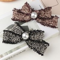 Cotton Linen Bow Pearl Hairpin main image 1