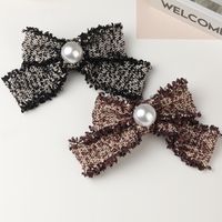 Cotton Linen Bow Pearl Hairpin main image 3