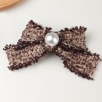 Cotton Linen Bow Pearl Hairpin main image 4