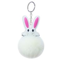 New Cute Pu Rabbit Fur Ball Keychain main image 6