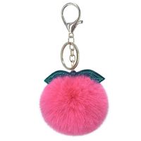 New Shiny Pu Leaves Imitation Rex Rabbit Fur Ball Keychain main image 2