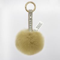 Diamond-studded Leather Plush Ball Keychain main image 4