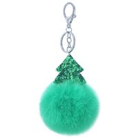 New Glitter Sequin Christmas Tree Furry Ball Keychain main image 1