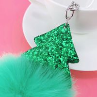 New Glitter Sequin Christmas Tree Furry Ball Keychain main image 5