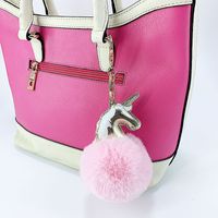 8cm Rex Rabbit Fur Ball Pu Unicorn Keychain main image 4