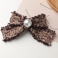 Cotton Linen Bow Pearl Hairpin sku image 1