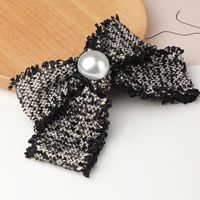 Cotton Linen Bow Pearl Hairpin sku image 2