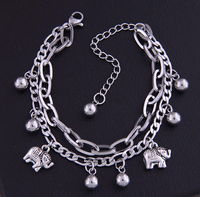Hip-hop Stainless Steel Bead Baby Elephant Double-layer Bracelet main image 1