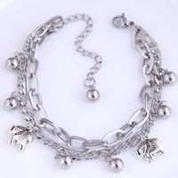 Hip-hop Stainless Steel Bead Baby Elephant Double-layer Bracelet main image 3