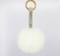 Diamond-studded Leather Plush Ball Keychain sku image 1